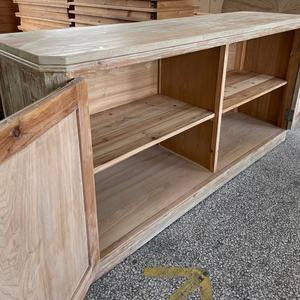 Aparador rústico de madera maciza recuperada estilo campestre francés, hecho a mano, con acabado curvado y desgastado. - Product Image 5