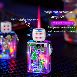 Encendedor DEBANG a Prueba de Viento con Llama Roja 360 °   Encendedor de Dados Giratorio de Aleación, Encendedor Personalizado para Cigarrillos y Velas, Recargable con <span class=keywords><strong>Gas</strong></span>, Encendedor LED - Product Image 2