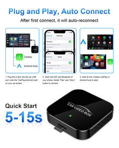 กล่องวิดีโออัจฉริยะ Carplay สีดำ วัสดุหรูหรา <span class=keywords><strong>ราคา</strong></span>ขายส่ง พร้อมอะแดปเตอร์ Android Auto ไร้สาย รองรับ Youtube และ Netflix - Product Image 5