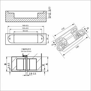 Bisagra Oculta Ajustable 3D Delgada de 140x28mm, Bisagra Invisible de un Solo Lado, Aleación de Zinc Negro Mate para Puerta Interior de Aluminio - Product Image 2