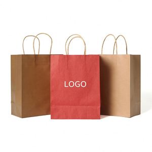 Bolsa de Papel Kraft Reciclado con Logotipo Personalizado, Color Marrón Blanco, Embalaje de Alimentos Duradero para Ensaladas, Estilo Clásico con Logotipo Propio en los Asas - Product Image 1