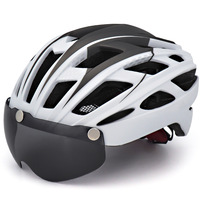 Casque de vélo de route et de montagne en matériau PC approuvé CE, avec lunettes intégrées, résistant aux chocs légers, casque de sécurité pour le cyclisme pour adultes