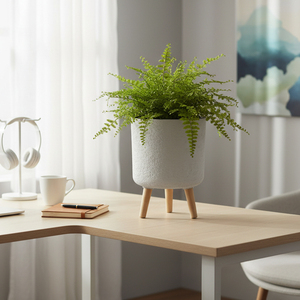 Jardinière <span class=keywords><strong>ronde</strong></span> rustique de grande taille, de haute qualité et résistante, pour arbres, pots de plantes décoratifs texturés <span class=keywords><strong>en</strong></span> gypse, <span class=keywords><strong>en</strong></span> plastique avec pieds <span class=keywords><strong>en</strong></span> <span class=keywords><strong>bois</strong></span> - Product Image 2