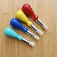 Pincel de pintura de Cerdas de cerdo de madera y nailon con mango de bola de plástico de 10CM para niños, pincel de acuarela y aceite de arte DIY