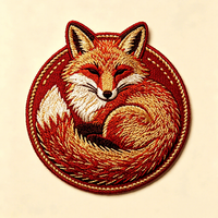 Écussons brodés thermocollants 3D Fox, usine OEM ODM, badges en tissu écologiques, chapeaux, design personnalisé, cœur, logo personnalisé de haute qualité