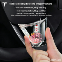 Patch décoratif pour volant de voiture en acrylique transparent écologique, motif dessin animé mignon, pour Tesla Model Y 3 Nouvelle Version