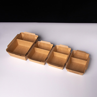 Boîtes à lunch jetables en papier kraft biodégradables avec couvercle en PET pour la vente en gros
