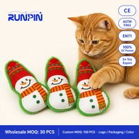 Jouet pour chat en peluche Bonhomme de neige à la catnip avec garniture à poils longs pour chats d'intérieur, idéal pour Noël