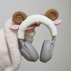 New Arrival Custom <strong>Funny</strong> Crocheted <strong>Headphone</strong> Cover Crochet Sheep Horn <strong>Headphone</strong> Accessory Animal Ears Headset Case - Product Image 1
