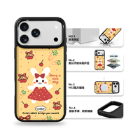 Coque de téléphone AG Feeling Black Edge avec motif lapin mignon doré pour iPhone 17, 17 Pro Max, 16 Pro, 15 – Coque magnétique