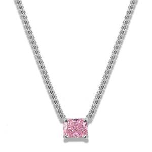 Chaîne de tennis en acier inoxydable plaqué or 18 carats avec zircon Collier ras de cou en cristal et cœur carré goutte d'eau - Product Image 3