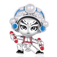 Perle de charme en argent sterling S925 à la mode, motif danse Yingge, style chinois Wu Song, perle lâche à enfiler pour DIY