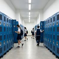 Lemari Logam dengan Kunci Kombinasi - Kabinet Penyimpanan Baja Tahan Lama, Desain Hemat Ruang untuk Gym, Sekolah, Kantor