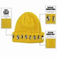 Bonnet d'hiver de haute qualité unisexe Big Super Rhiny Square Rhinestone OEM ODM Popular Winter Beanie Hat Beanies