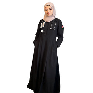 Abito da <span class=keywords><strong>infermiera</strong></span> musulmano modesto LOMW con hijab, maniche lunghe, uniforme scrub, polsini elastici, tasche nascoste - Product Image 6