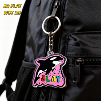 Porte-clés en acrylique Slay Killer Whale, imprimé UV, design audacieux et coloré pour les amateurs de l'océan et les adolescents branchés