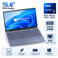 Ordinateur portable professionnel 15,6 pouces Ultra 5 125H/225H, 14 cœurs, 18 threads, 2,90 GHz, WIFI6, LPDDR5, SATA 128 Go-1 To, TYPE-C, 5500 mAh