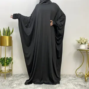 2023 Modesto Cor Sólida Gril Muçulmano Nida Jilbab Tamanho Livre Turquia Mangas De Morcete Vestido de Oração Mulheres Islâmicas Hijab Abaya