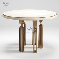 Table d'appoint ronde à pieds en métal moderne et élégante avec pied en bois Meuble console fonctionnel pour chambre à coucher et salon contemporains