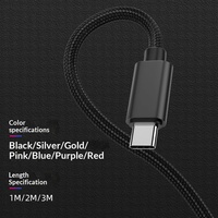 Câble de données tressé en nylon pour Android Type-C à charge rapide avec Micro-USB pour téléphones mobiles prenant en charge le transfert de données