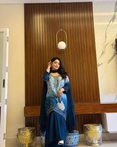 Elegant Premium Women's Looking Traditional Kurti-Plazzo Dupatta Set Georgette and for Parties - Product Image 5