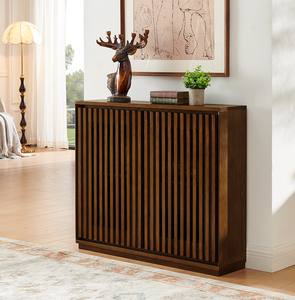 Mid Century Modern Solid Wood Fluted Hollowed Out <b>Sideboard</b> Cabinet 2 Outlet Holes Luxury Living Room Buffet Cabinet Storage - Product Image 5