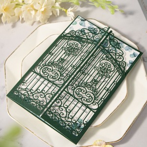 Cartes d'invitation rectangulaires en papier recyclable de style européen moderne, imprimées en UV 1 couleur avec estampage or brillant - Product Image 5