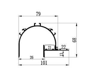 Cho Trần Tủ Tuyến Tính Đèn Alu Kênh Hồ Sơ Đùn Tản Nhiệt PC Khuếch Tán Cove Lõm LED Nhôm Hồ Sơ - Product Image 6