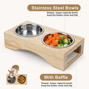 Estación de Alimentación 3 <span class=keywords><strong>en</strong></span> 1 de Madera para Conejos, Comedero de Heno a Prueba de Desorden con Caja de Arena, Juego de Comedero de Heno para Mascotas Pequeñas, para Conejillos de Indias - Product Image 6