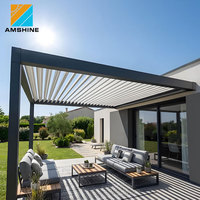 Pergola en aluminium à toit à persiennes sur mesure pour patio extérieur, attachée à la maison