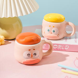 Taza de cerámica Big Fool con tapa, juego de dos piezas, diseño de dibujos animados, linda taza de café para regalo - Product Image 5