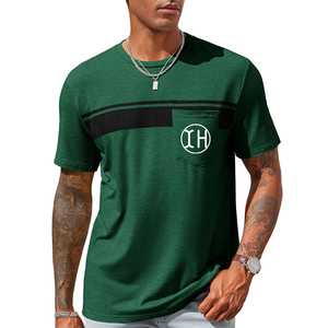 Camisetas de punto estampadas para hombre, transpirables, ecológicas, de 240 gramos, estilo casual con contraste, nueva moda 2025, antipilling, para venta en línea - Product Image 1
