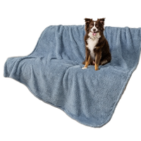 Plaid en laine moderne, moelleux, imperméable et réversible pour chats, doux et chaud, anti-urine, lavable (Bleu Poussiéreux 60x80)
