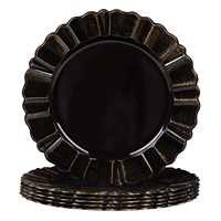 Assiettes de présentation personnalisées 13 pouces en acrylique transparent, dorées, noires, à motifs floraux, vente en gros, assiettes de présentation en plastique argenté pour mariage