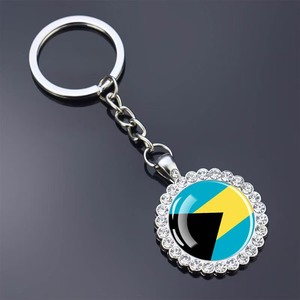 Nuevo Llavero con Bandera de Bahamas, Adorno de Cristal con Pedrería, Colgante para Llaves, Personalizado con Todas las Banderas Nacionales, Venta al Por Mayor - Product Image 1