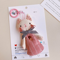 Porte-clés en peluche 3D en forme d'animal mignon, girafe, chaton de dessin animé, durable, écologique, personnalisable, accessoires pour clés de voiture