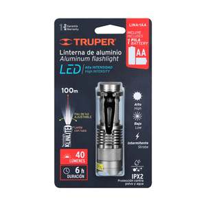 Torcia LED in Alluminio Truper LINA-1AA con 1 Batteria AA, 40 Lumen - Product Image 1