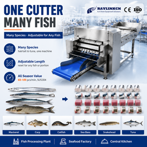 Cortadora de Pescado en Postas Automática Acero Inoxidable Grado Alimenticio Corte Recto y en Ángulo para Macarela Carpa - Product Image 1