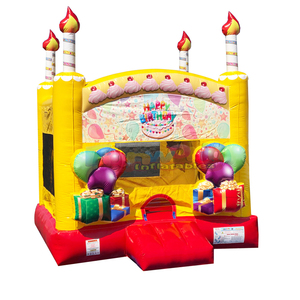 Castillo inflable comercial para fiestas infantiles al aire libre, con tobogán y zona de brincos, con forma de pastel de cumpleaños. - Product Image 5