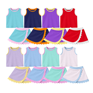 Précommande MOQ 5 – Ensemble de yoga uni pour filles avec débardeur et jupe festonnée – Vêtements de sport confortables pour le tennis – Prix usine – Vente en gros - Product Image 2