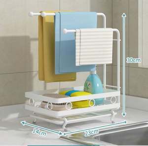 Porte-éponge <span class=keywords><strong>pour</strong></span> évier de cuisine extensible Caddy organisateur torchon porte-serviettes télescopique en acier inoxydable évier support - Product Image 6