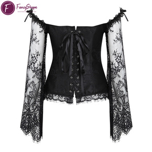 Corset sexy à manches en dentelle <span class=keywords><strong>et</strong></span> <span class=keywords><strong>jupe</strong></span> <span class=keywords><strong>longue</strong></span> en tulle <span class=keywords><strong>pour</strong></span> femmes-Corset victorien vintage overbust <span class=keywords><strong>pour</strong></span> robe de soirée de <span class=keywords><strong>mariage</strong></span> - Product Image 5