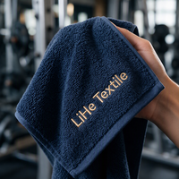 Serviette de luxe LiHe 100% coton brodée, toutes couleurs, boucles moelleuses, haute absorption d'eau, serviette de luxe pour la salle de sport, les sports et le bain