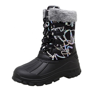 Bottes <span class=keywords><strong>de</strong></span> <span class=keywords><strong>neige</strong></span> classiques personnalisées en tissu PU pour <span class=keywords><strong>femme</strong></span>, légères, à tige haute droite, chaudes, avec fourrure, imperméables, doublure thermique en cachemire, soutien <span class=keywords><strong>de</strong></span> la voûte plantaire - Product Image 1