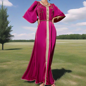 Ropa islámica <span class=keywords><strong>boda</strong></span> Eid Ramadan Abaya para mujer encaje Floral étnico <span class=keywords><strong>marroquí</strong></span> vestido musulmán Dubai atuendo - Product Image 1