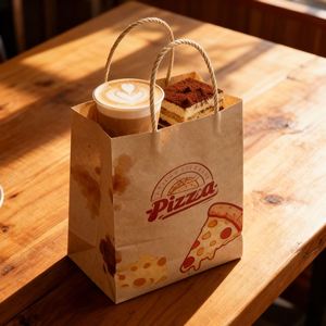 Sac en papier kraft brun personnalisé et recyclable pour livraison de repas à emporter, sacs de courses en papier kraft avec logo – Offre Spéciale - Product Image 6