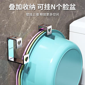 Étagère d'angle adhésive murale en acier inoxydable 304 pour lavabo, support de rangement de salle de bain durable, gris naturel/noir - Product Image 4