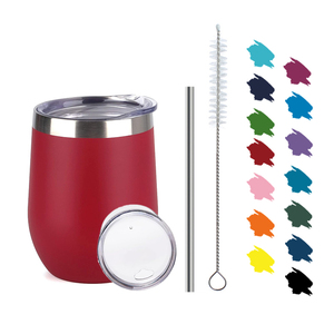 แก้วไวน์สแตนเลสสองชั้น ขนาด 12 ออนซ์ รุ่นขายดี ทรงไข่ เก็บความร้อน-เย็น พร้อมฝาปิด สำหรับกลับไปโรงเรียน - Product Image 1