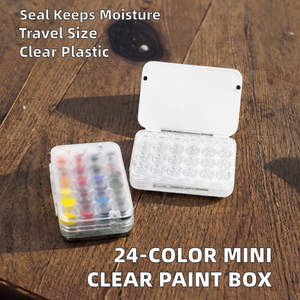พาเลทสีใสขนาดเล็ก KJ 24 สี พร้อมฝาปิดแม่เหล็ก รักษาความชื้น สีน้ำ พลาสติก 8.6x5.8 ซม. พกพาสะดวก/สำหรับเดินทาง - Product Image 2
