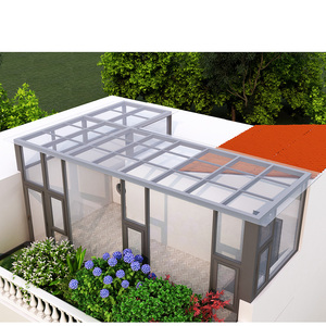 Véranda élégante en aluminium noir avec toit en verre trempé <span class=keywords><strong>double</strong></span> <span class=keywords><strong>vitrage</strong></span> pour un espace de vie en plein jardin toute l'année - Product Image 2